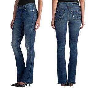Rock & Republic Jeans Women’s Size 12 US Blue Denim Studded‎ Kasandra Bootcut